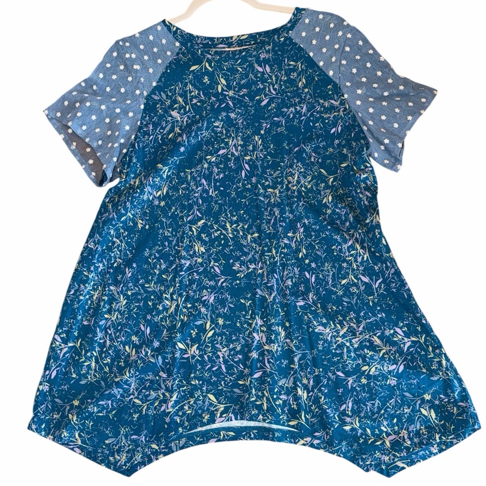 LOGO by Lori Goldstein Blue Print w/Overlay Sz L